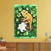 Kameleon In Bladeren Canvasprint Canvas Afdruk (Insitu (Woonkamer))
