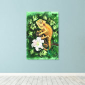 Kameleon In Bladeren Canvasprint Canvas Afdruk (Insitu (Houten vloer))