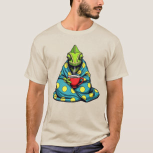 Kameleon in Deken Drinkt Koffie T-Shirt - Coz
