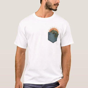 Kameleon in een zak met Retro Sun – Neo- T-shirt
