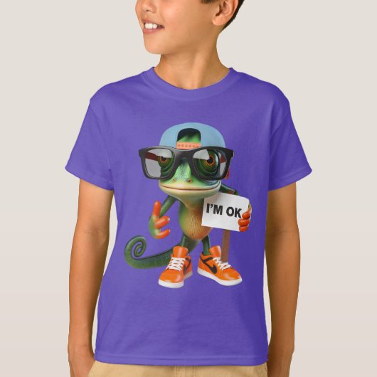 Kameleon in Oranje Sneakers T-shirt (Voorkant)