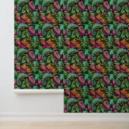 Kameleon Jungle Droom Naadloos Oppervlaktepatroon Behang