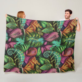 Kameleon Jungle Droom Naadloos Oppervlaktepatroon Fleece Deken