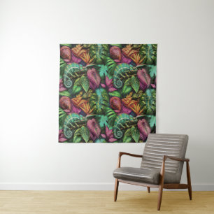 Kameleon Jungle Droom Naadloos Oppervlaktepatroon Wandkleed