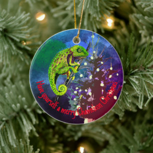 kameleon kerst ornament