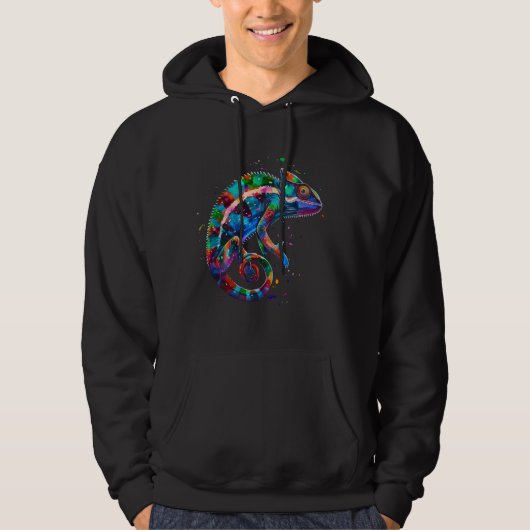 Kameleon Kleurrijke Reptiel Liefhebber Hoodie (Voorkant)