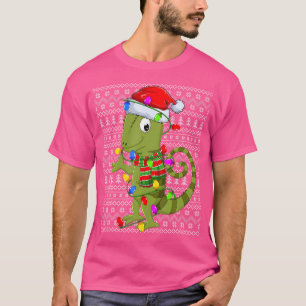 Kameleon Lelijke Xmas Verlichting Santa Chameleon T-shirt