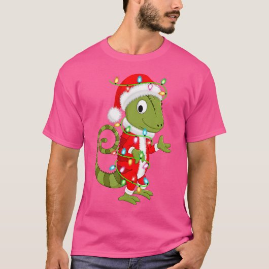 Kameleon Lover Xmas Verlichting Santa Chameleon Ch T-shirt (Voorkant)
