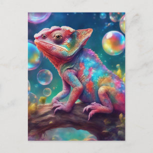 Kameleon met bellen briefkaart