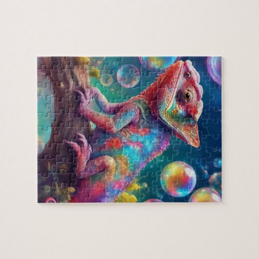 Kameleon met bubbels legpuzzel (Horizontaal)