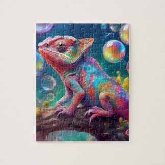 Kameleon met bubbels legpuzzel