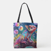 Kameleon met bubbels tote bag (Achterkant)