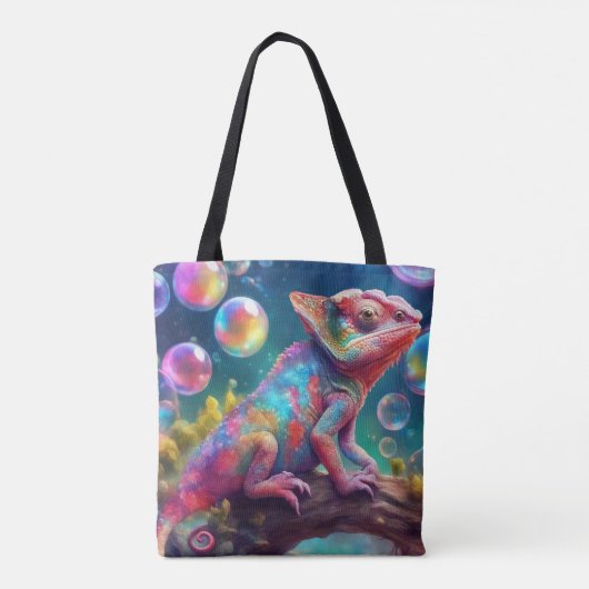 Kameleon met bubbels tote bag (Achterkant)