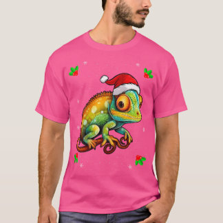 Kameleon met kerstmuts Kerstkameel T-shirt