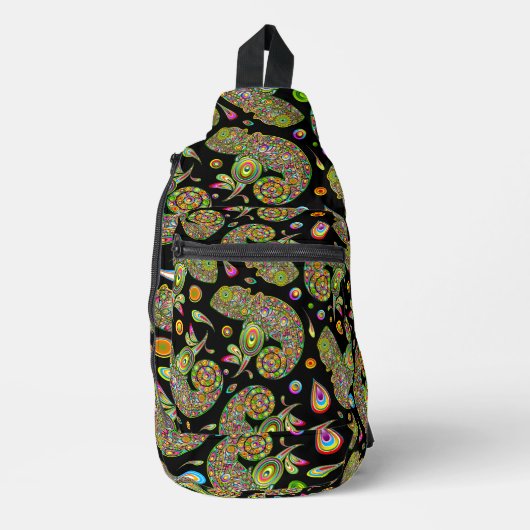 Kameleon psychedelische fantasie sling bag (Voorkant)
