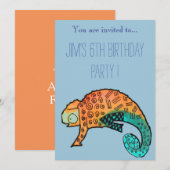 Kameleon reptiel illustratie jongen verjaardagsfee kaart (Voorkant / Achterkant)