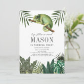 Kameleon reptiel Tropische Jongen Witte Verjaardag Kaart (Staand voorkant)