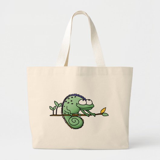 Kameleon Schattige Funny Grote Tote Bag (Voorkant)