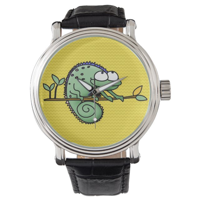 Kameleon Schattige Funny Horloge (Voorkant)
