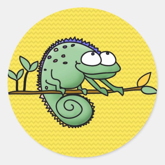 Kameleon Schattige Funny Ronde Sticker (Voorkant)
