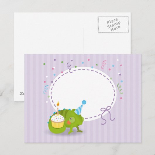Kameleon verjaardag briefkaart (Voorkant / Achterkant)