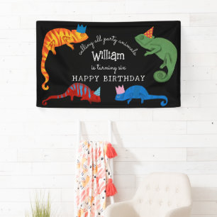 Kameleons Kleurrijke Reptiel Hagedissen Kinderen V Spandoek
