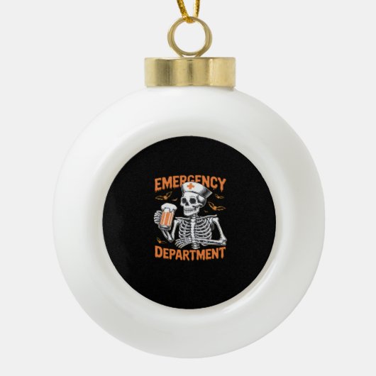 Kamer 2-zijdig Spoedeisende Hulp Halloween Verplee Keramische Bal Ornament (Voorkant)