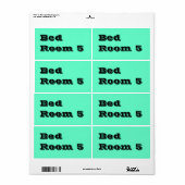 Kamer 5 Verhuislabels in Aqua Etiket (Full Sheet)