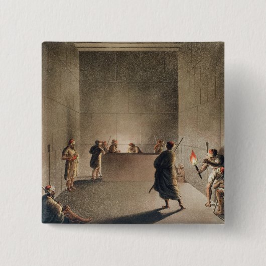Kamer en Sarcophagus in de Grote Pyramide van Gi Vierkante Button 5,1 Cm (Voorkant)