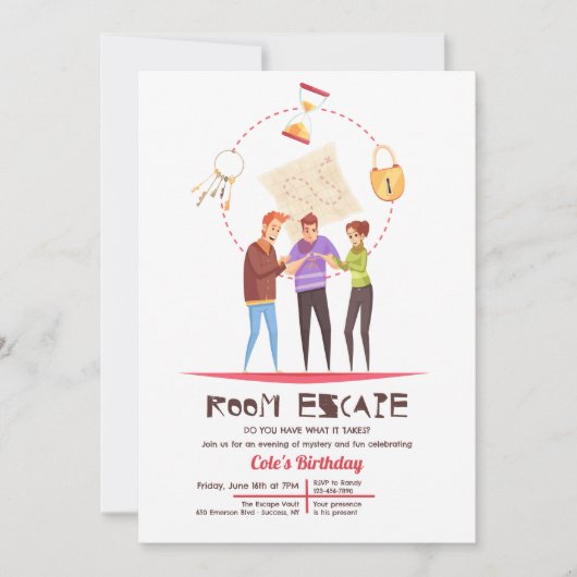 Kamer Escape Party uitnodiging (Voorkant)