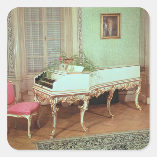 Kamer met harpsichord vierkante sticker (Voorkant)