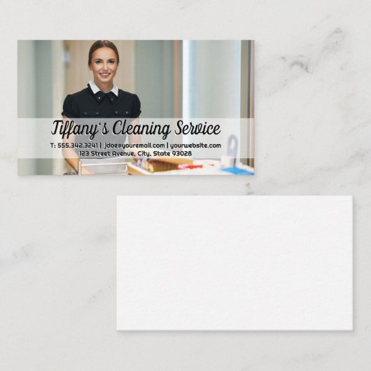 Kamer schoonmaken door kamermeisje visitekaartje (Voorkant / Achterkant)