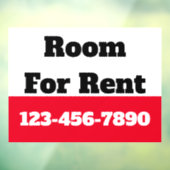 Kamer Te Huur Rood Zwart Wit Huur Telefoonnummer Raamsticker (Vel 3)