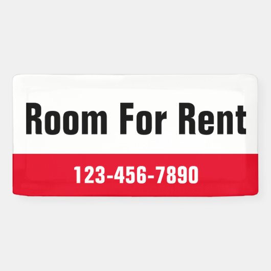 Kamer Te Huur Rood Zwart-wit Sjabloon Spandoek (Horizontaal)