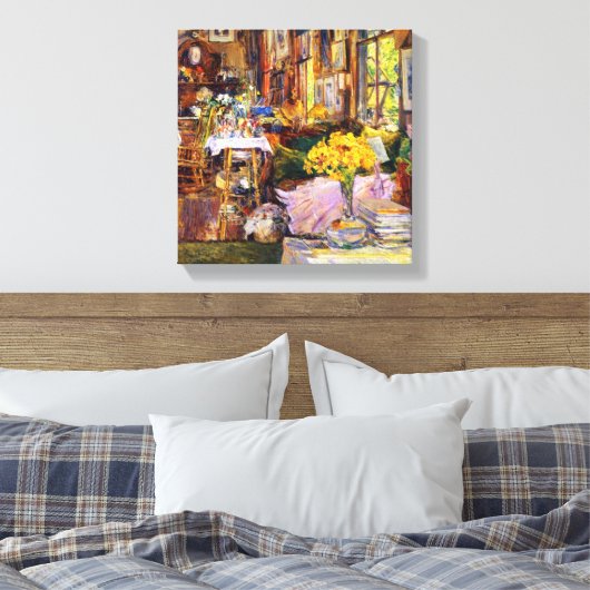 Kamer van Bloemen van Frederick Childe Hassam Canvas Afdruk (Insitu (Slaapkamer))