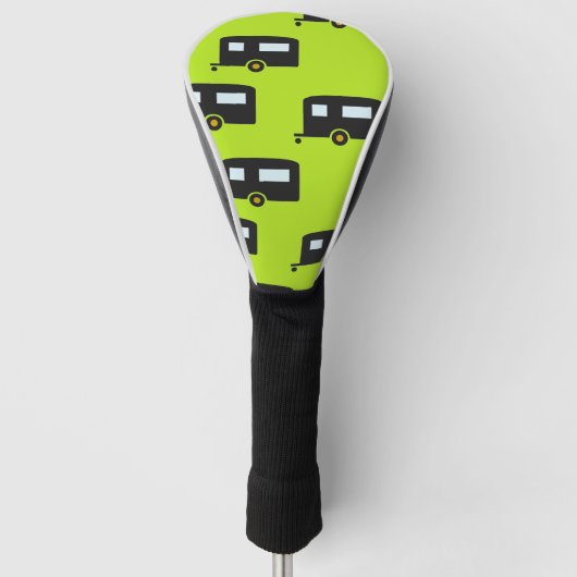 Kameraanhangwagens op groen golfheadcover (Voorkant)