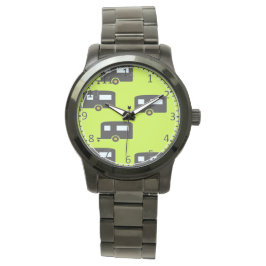Kameraanhangwagens op groen horloge