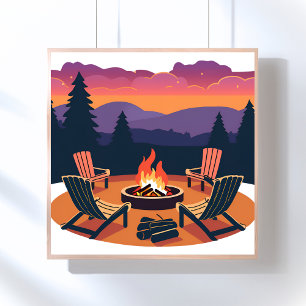 Kameravuur Zonsondergang   Natuur Kamperen Schilde Poster