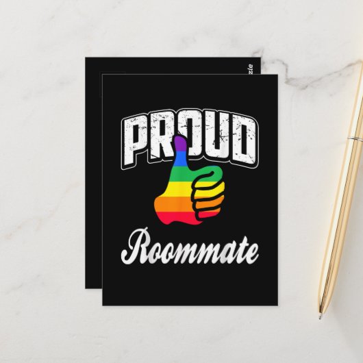 Kamergenoot Gay Pride Briefkaart (Voorkant / Achterkant in situ)