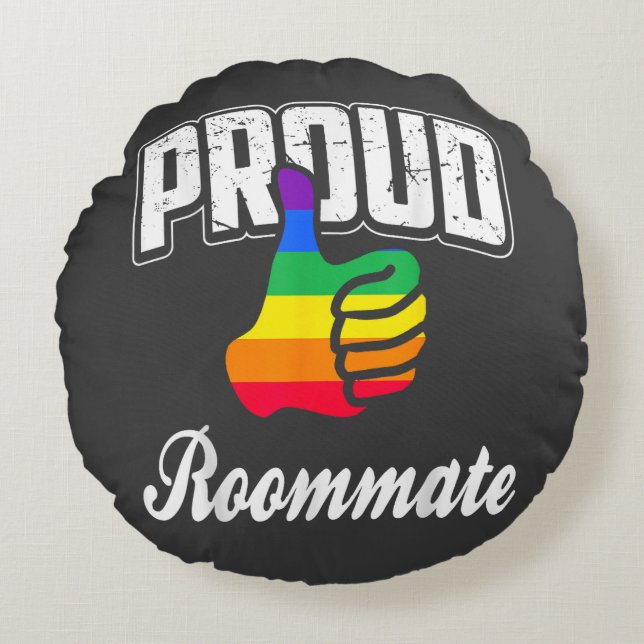 Kamergenoot Gay Pride Rond Kussen (Voorkant)