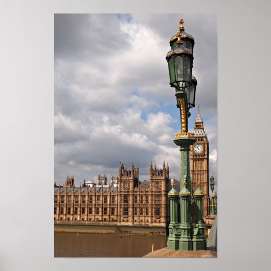 Kamerhuizen en Big Ben in het poster van Londen (Voorkant)