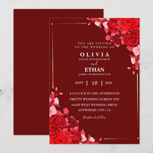 Kameroen bloemen en bladeren Elegante trouwkaart Kaart (Voorkant / Achterkant)