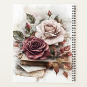 Kameroen en witte rozen met letters en boeken planner (Achterkant)