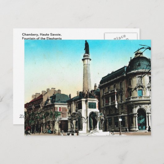 Kameroen, fontein van de Elephants Briefkaart (Voorkant / Achterkant)