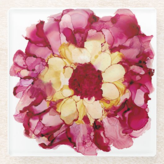 Kameroen & Geel Bloemglas Onderzetter Glazen Onderzetter (Voorkant)