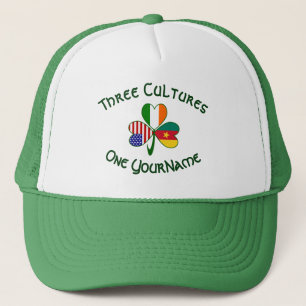 Kameroen Ierland VS Shamrock Vlag Gepersonaliseerd Trucker Pet