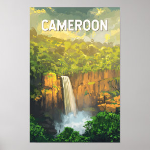 Kameroen Illustratie Reis Kunst Vintage Poster