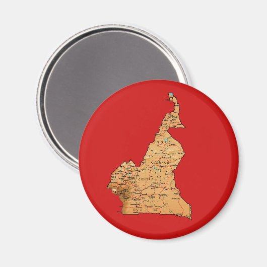 Kameroen Kaart Magnet (Voorkant / Achterkant)