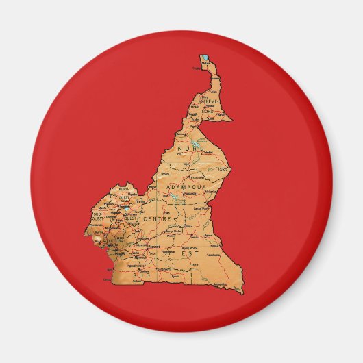 Kameroen Kaart Magnet (Voorkant)