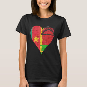 Kameroen Malawian Flag Heart T-shirt